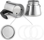 Sivaphe Replacement 4 Cup Moka Pot Infuser Parts for Stainless Steel Italian Stovetop Espresso Coffee Maker, 1 Coffee Filter and 3 Silicone Gasket Seals