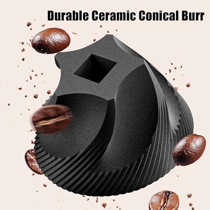Portable Electric Burr Coffee Grinder with 38 Adjustable Grind Settings - USB Rechargeable Ceramic Core Conical Burr, Coffee Bean Grinder for Espresso, French Press, Travel, Camping, Home & Office Use
