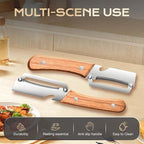 Multi-Functional Vegetable Peeler, Stainless Steel Blade with Wooden Handle for Fruits and Vegetables (3 Pcs)