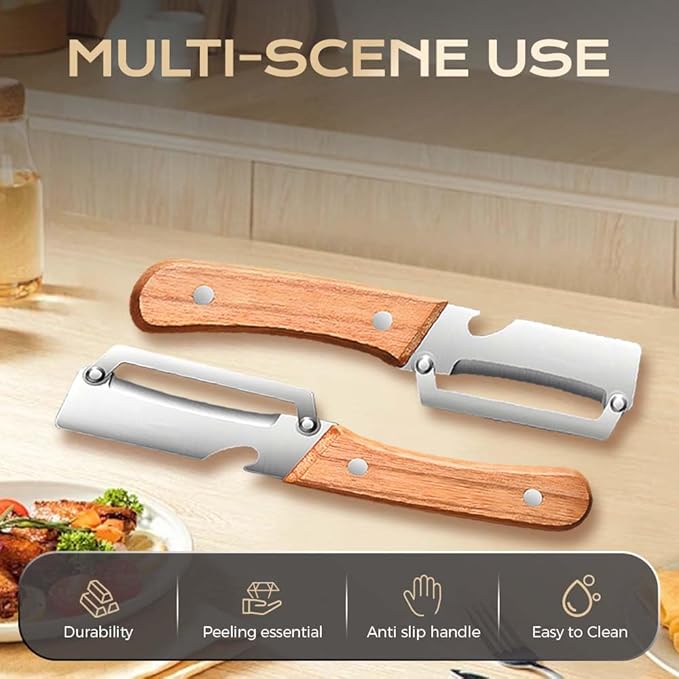 Multi-Functional Vegetable Peeler for Kitchen, 2026 Upgraded 2-in-1 2-in-1 Stainless Steel Fruit Peeler with Bottle Opener for Potatoes Carrots Cucumbers Kitchen Gadgets (2)
