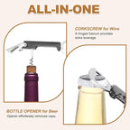 uxcell 2 Pcs Wine Opener, Bottle Opener, Durable Stainless Steel Waiter's Corkscrew, Compact All-In-One Home Bar Tool for Bar, Party, Wedding, Home, Travel, Black