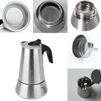 6 Cup Stovetop Espresso Maker Matte Stainless Steel Moka Pot Italian and Cuban Mocha Coffee Maker, Compatible with Gas, Electric, Ceramic, and Induction stovetops(10 fl oz/300 ml)