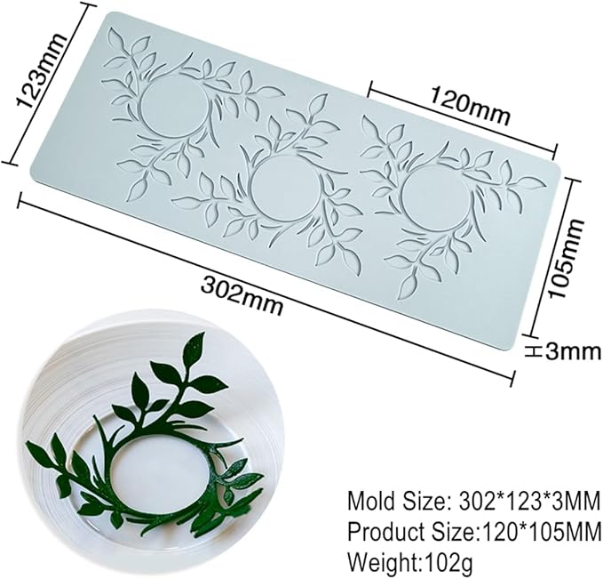 TUKE Leaf Molds Silicone Fondant Molds 3D Ring Leaf Flower Chocolate Molds, Silicone Molds for Baking, Sugar Craft, Wax, Gum Paste, Cupcakes, Clay (Flower_12.08x4.92x0.12inch)