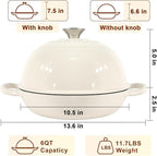 AHJ 6QT Dutch Oven For Bread Baking, Enameled Cast Iron Dutch Oven Pot with Lid, Multi-Functional Bread pan, Sourdough Baking Supplies with Proofing Basket, Cast Iron Bread Oven, Silicone Sling & Gloves.