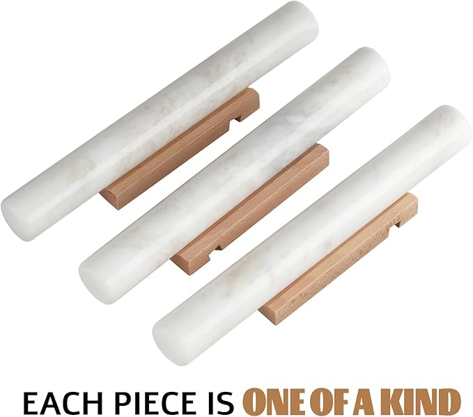 Koville African Natural Marble French Rolling Pin, 16inch Non-Stick Rolling Pin for Baking, Dough Roller for Pasta, Dumpling, Fondant, Pie, Bread, Pizza, Kitchen Baking Tools(Namib Fantasy)