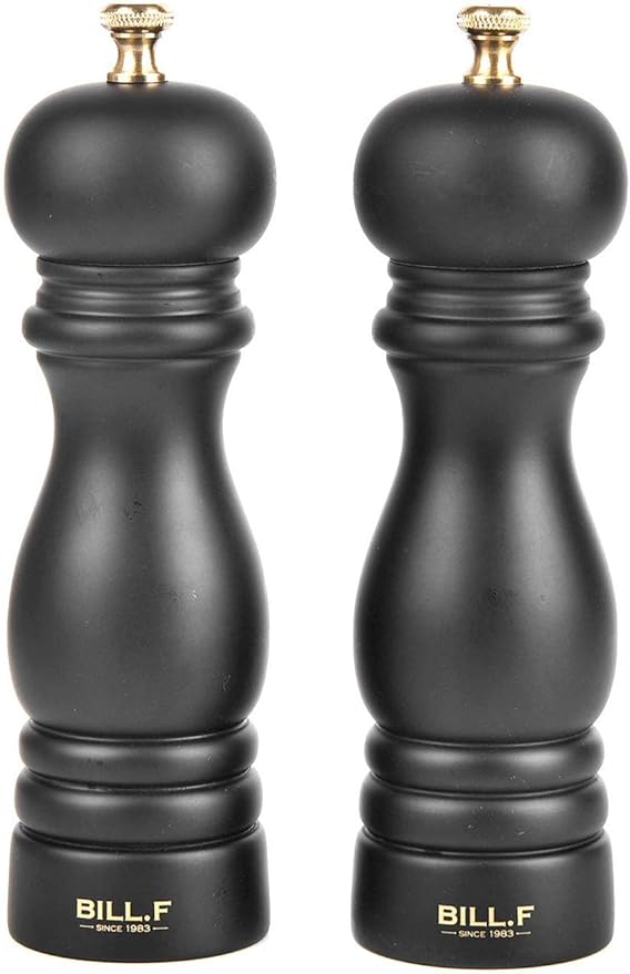 BILL.F Salt and Pepper Grinder Wooden Pepper Mill Grinder Salt Pepper Shakers Set of 2 with Adjustable Ceramic Rotor- 7 Inch