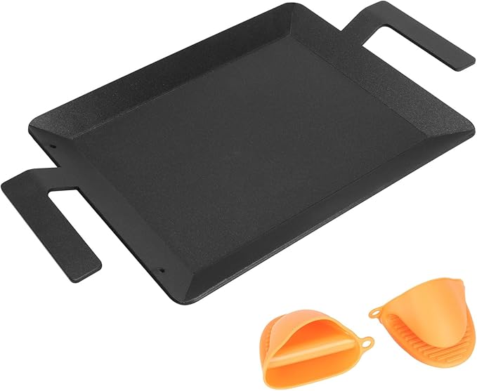 Carbon Steel Griddle - Professional Cookware Griddle Pan for Induction, Stove Top, Gas Grill, Cooktop, Electric and more, 17" x 10" NonStick Flat Top Griddle Plate Skillet, Indoor/Outdoor Use