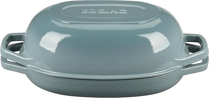 Enameled Cast Iron Oval Dutch Oven Pot with Lid, Dutch Oven for Sourdough Bread Baking, Oval Bread Pan, 7qt, Seasalt