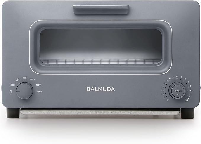 BALMUDA The Toaster | Steam Oven Toaster | Compact Size 14.1" W x 12.6" D x 8.2" H | 5 Cooking Modes: Sandwich Bread, Artisan Bread, Pizza & Pastry, Oven | Baking Pan Included | US Version | Gray