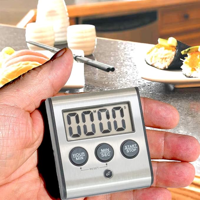 Elegant Digital Kitchen Timer, Stainless Steel Model eT-78, Displays 0-99 Min. or 0-99 Hr., Super Strong Magnet, Volume Switch for Mute/Soft/Loud Alarm, Auto Shut Off, Auto Memory by eTradewinds
