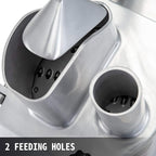 VEVOR Commercial Food Processor 2 Feeding Holes, 550W Electric Vegetable Slicer 1600 RPM, Stainless Steel Vegetable Processor Detachable 6-blades, 3mm/4mm/7mm Shred, 2mm/4mm Slice