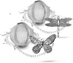 NSTaygate 2pcs Tea Infuser,Loose Leaf Tea Steeper Tea Strainer with Charm Handmade Dragonfly Butterfly Pendant Tea Ball Tea Filter Tea Infusers for Loose Tea