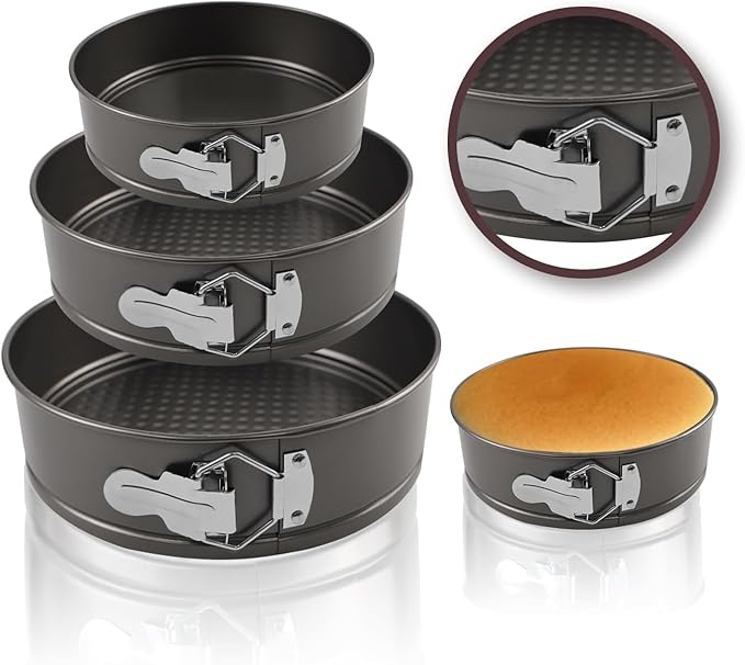 Springform Pan Set, 4" 7" 9" Nonstick Cheesecake Pan, Round Cake Pans, Leakproof Cake Tins with Removable Bottom, Springform Cake Pans Baking Pans