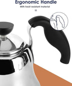 Tea Kettle for Stovetop, Barista's Choice Gooseneck Pour Over with Flow Control, Food Grade Stainless Steel Water Kettle, Tea Pot for Home & Kitchen - Small 28oz, Silver
