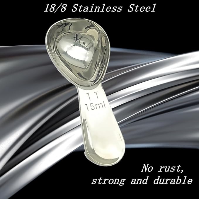 CoaGu Short Handle Coffee Scoop 15ml (1 Tbsp) - Stainless Steel Measuring Spoon for Ground Coffee, Spices & Protein Powder - Compact Design Fits Small Jars, Dishwasher Safe & Rust-Resistant