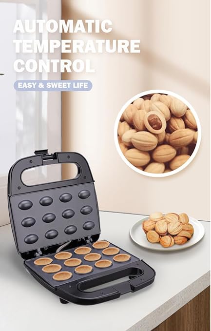 Walnut Cookie Maker 12 Holes Mold Maker Electric Walnut Cake Maker Mini Nut Waffle Bread Machine Sandwich Iron,Toaster Baking Breakfast Pan