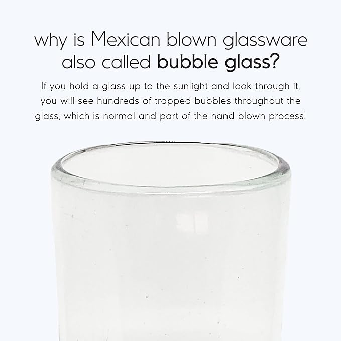 Clear 20 oz Tall Iced Tea Glasses (set of 6), Hand Blown Mexican Glassware, Recycled Glass Drinking Glasses, Lead-Free, Cocktail Margarita Glasses, Wine Glasses, Shot Glasses, Whiskey Glasses (IceTea)
