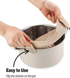 Silicone Pot Strainer, Emptycolor Adjustable Clip On Strainer for Pots Pans, Heat Resistant Pot Drainer, Kitchen Pasta Colander for Vegetables and Noodles (Light Tan)