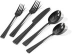 KINGSTONE Silverware Set for 8, 40-Piece Forged 18/10 Stainless Steel Flatware Set, Mirror Finish Cutlery Set Dishwasher Safe for Home, Restaurant, Wedding, Party,Black