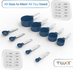 TILUCK Measuring Cups & Spoons Set, Stackable Cups and Spoons, Nesting Measure Cups with Stainless Steel Handle, Kitchen Gadgets for Cooking & Baking (Blue)