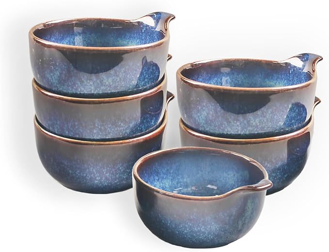 Ceramics Au Gratin baking Dishes Set of 6, Baking Tray Bake ware, 5.2 oz Ramekins, for Pie Pan, Appetizer, Tart, Dessert, Quiche, Oven Small dish, individual dishes