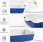 4 QT Baking Dish, Casserole Dishes for Oven, 9x13 Baking Pan with Handles, Lasagna Pan Deep, Ceramic Casserole Dish Oven Safe for Baking, Lasagna, Kitchen, Wedding Gift (Dark Blue)