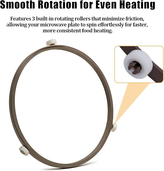 Microwave Turntable Ring Replacement 7-Inch Microwave Oven Spinner Replacement Parts with 3 Smooth Rollers Universal Fit for Most Microwaves