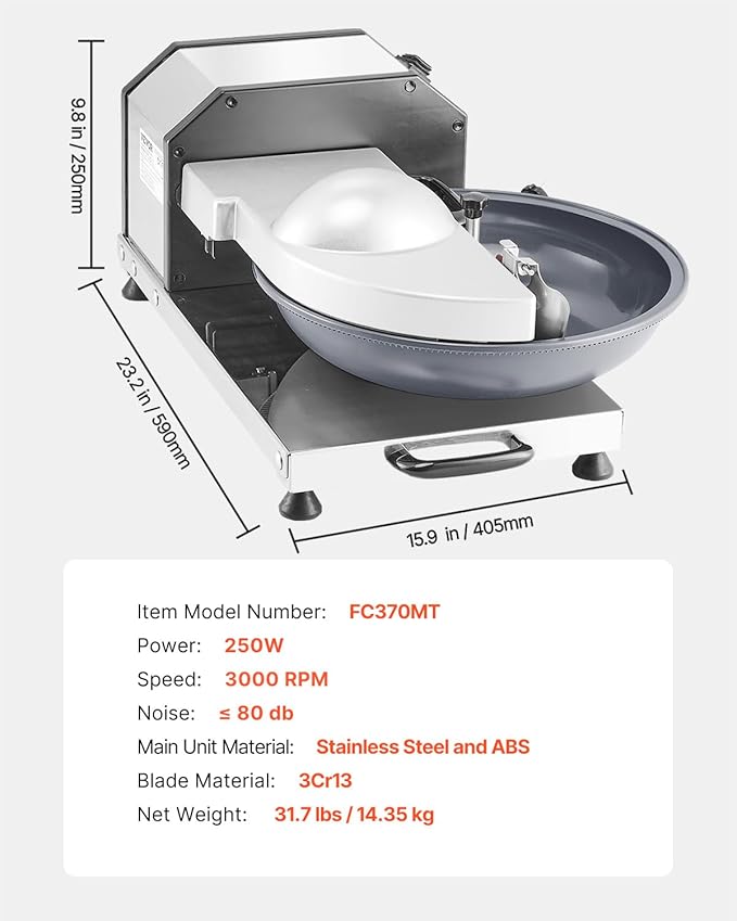 VEVOR Food Processor & Vegetable Chopper, 3000RPM Food-Grade Stainless Steel Food Processor Chopper with S-Curve Blade, Multifunctional for Chopping Vegetables, Fruit, Grains, Nuts