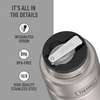 THERMOS Stainless King Vacuum-Insulated Food Jar with Spoon, 16 Ounce, Matte Stainless Steel