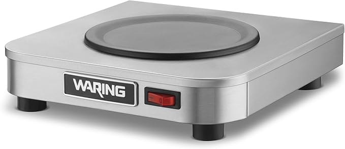 Waring Commercial WCW10 Café Deco Single Coffee Carafe Warmer, 120V, 5-15 Phase Plug, Single Burner Silver