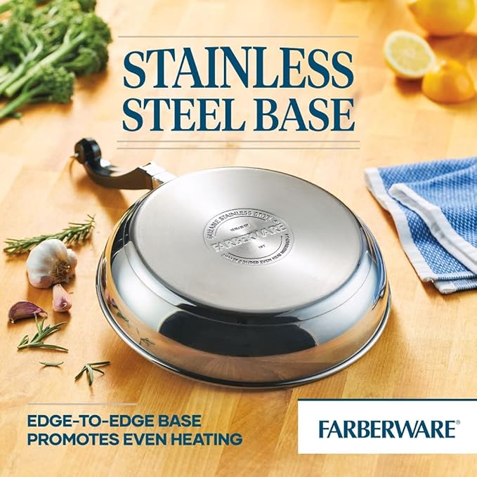 Farberware Classic Stainless Steel Cookware Pots and Pans Set, 15-Piece,50049,Silver