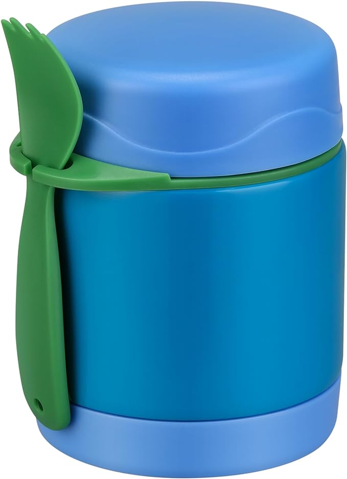 10oz Soup Thermo for Hot Food Kids,Lunch Thermo Kids Food Jar with Spoon Hot Insulated Food Containers,Leak Proof Stainless Steel Wide Mouth Lunch Food Jar for School(Blue)