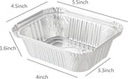 Waytiffer Aluminum Foil Pan 5.5" x 4.5" (50 Pack) Disposable Cookware with Lids/Aluminum Foil Food Containers/Meal Prep Freezer Drip Pans BBQ Potluck Holidays Silver
