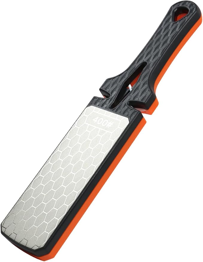 Diamond Sharpening Stone,400/1000 Grit Handheld Double-Sided Diamond Sharpener 5 in 1 Honeycomb Surface Knife Sharpener Plate Whetstone with Ceramic & Tungsten Steel Scissor Slot for Kitchen Outdoor