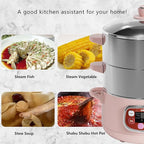 Bear Electric Multifunctional Food Steamer, One Touch Digital Steamer with Timer, Vegetable Steamer 2 Tiered Stackable Stainless Steel Baskets, Auto Shut-off & Anti-dry Protection, 1200W, 8.5Quart
