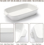 Ceramic Casserole Dishes Set of 3, Stoneware Baking Pans for Oven, Rectangular Lasagna Dish & Bakeware Set, Red (14.7’’/12.4’’/10.3’’)