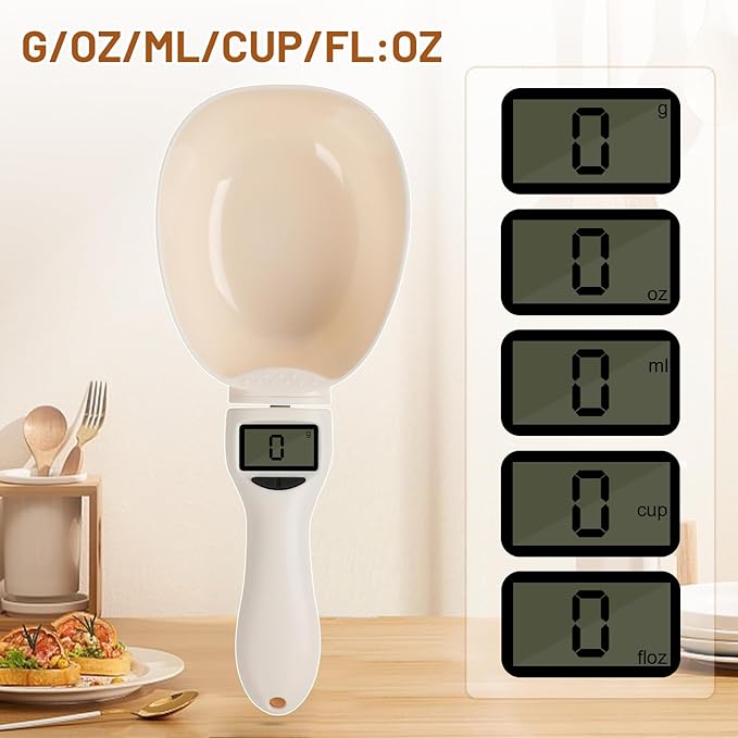 Digital Measuring Spoon Scale, Food Measuring Scoop Scale, Food Weight Scale Grams and Ounces, Polygons Measuring Spoon, ABS Kitchen Weight Scale for Food with LCD Screen, High Precision