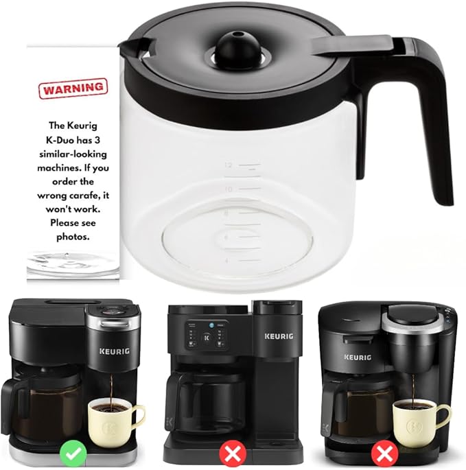 Replacement 12-Cup Coffee Pot Carafe for Keurig K-Duo [ NOT COMPATIBLE With Keurig K-Duo "Essentials" ]