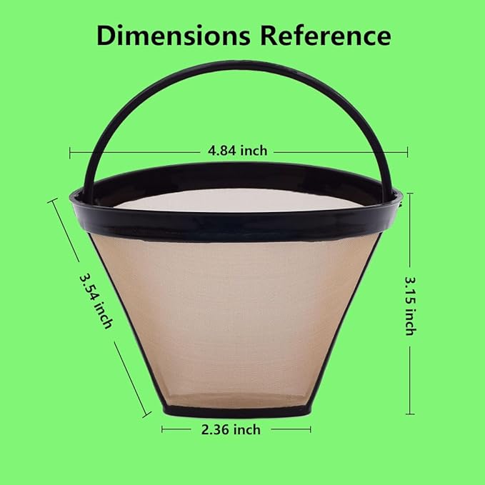 Reusable #4 Cone Coffee Filters Basket Replacement for Cuisinart Coffee Makers(2 Reusable Filters)