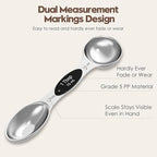 Magnetic Measuring Spoons Set of 8 | Heavy Duty 304 Stainless Steel, Triple Measurement Markings, Strong N52 Magnets, Easy to Clean, Space-Saving with Leveler Included (Black)