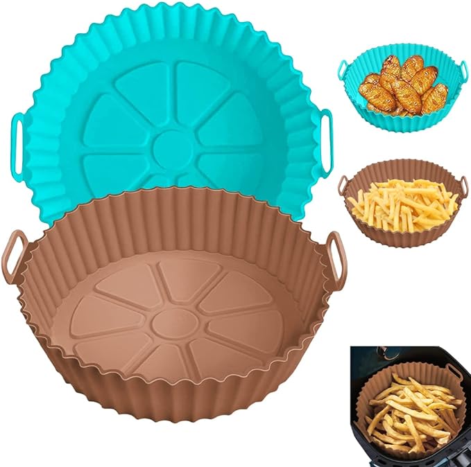 Air Fryer Silicone Liners for Ninja Air Fryer AF101 4 QT AF150 AF161 5.5 QT MAX XL, for COSORI/Gourmia/PowerXL/InstantPot/Philips 4QT and Most 3 to 5 QT Airfryers, Better than Parchment Paper Liners