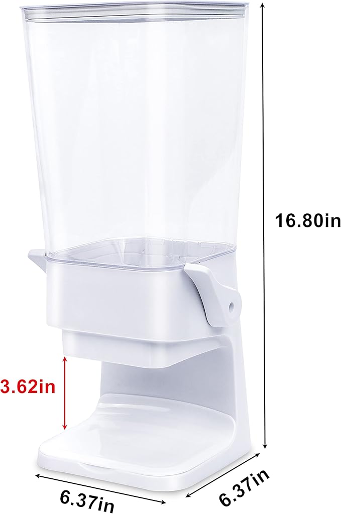 Cereal Dispenser Countertop 2Pc, Cereal Containers Storage, 5L Organization and Storage Containers for Kitchen, Dry Food Dispenser for Rice, Grains, Nuts, Snack,Oatmeal, Pet food, White