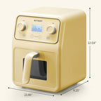 BUYDEEM F51 8-in-1 Air Fryer 4.2QT, Retro Countertop Airfryer Oven with Visible Window, Shake Reminder, One-touch Control with LCD Display, Mellow Yellow