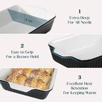 DOWAN 9x13-Inch Casserole Dishes for Oven, Ceramic Baking Dish, Large Lasagna Pan Deep, 4.2 Quarts Baking Pan with Handles, for Casserole, Bakeware, Lasagna, Home Kitchen Gift, Black