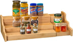 Spice Rack Kitchen Cabinet Organizer- 3 Tier Bamboo Expandable Display Shelf Yellow