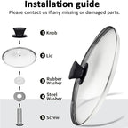 Glass Lids, Replacement Tempered Clear Glass Lids with Steam Vent，Covers For pots, pans and skillets，Available in Small and Large 8, 9.5, 10.25, 11, 12, and 12.5 Inch