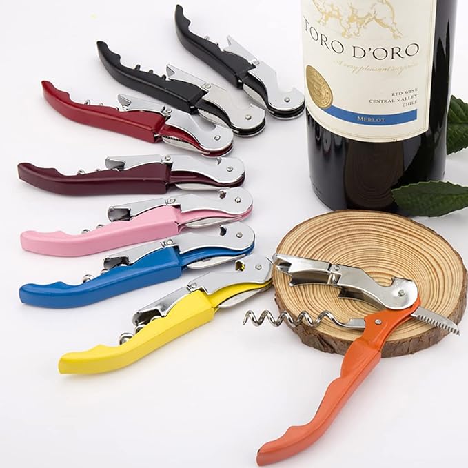 Waiter Corkscrew Professional Wine Opener with Foil Cutter,Manual Wine Bottle Opener for Servers, Bartenders and Waiter (2, Pink)