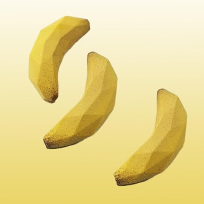 OCPO KITCHEN 3D Banana Shape Silicone Molds for Baking Mousse Cake, 3D Silicone Baking Mold for Candy Pastry Chocolate Truffle Cupcake Jelly Cookie Pudding Cake Decoration Mold, 12-Cavity