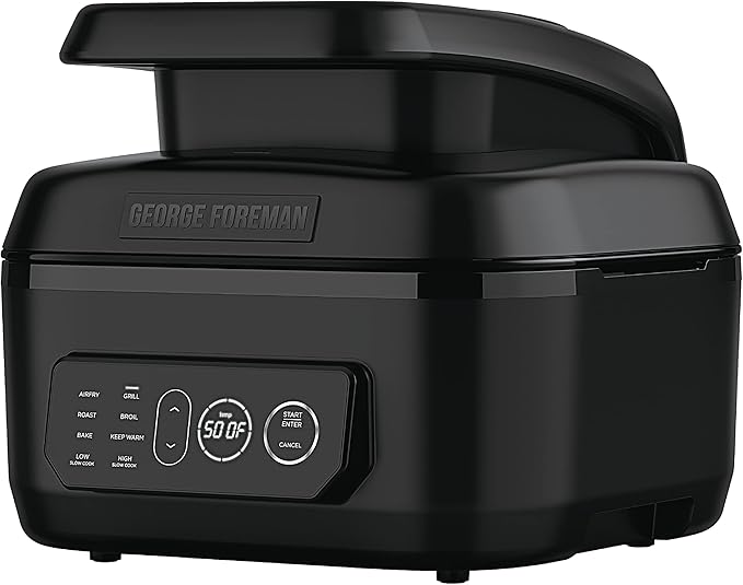 George Foreman Beyond Grill™ 7-in-1 Electric Indoor Grill with Air Fry Technology, MCAFD800D, Black, Large