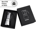 Geesta Premium Crystal Glass-Top Stovetop Espresso Moka Pot - 4/6/ 9 Cups - Stainless Steel Coffee Maker- 240ml/8.5oz/6 cup (espresso cup=40ml)
